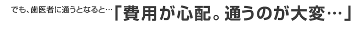 でも、歯医者に通うとなると…「費用が心配。通うのが大変…」